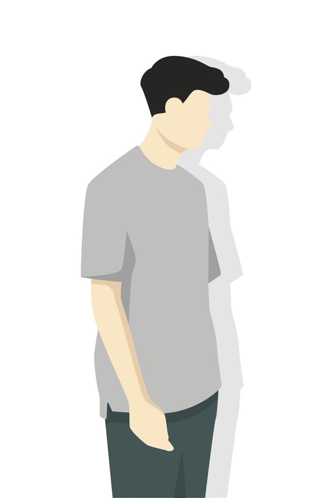 Man in modern style vector illustration, simple flat shadow isolated on white background.