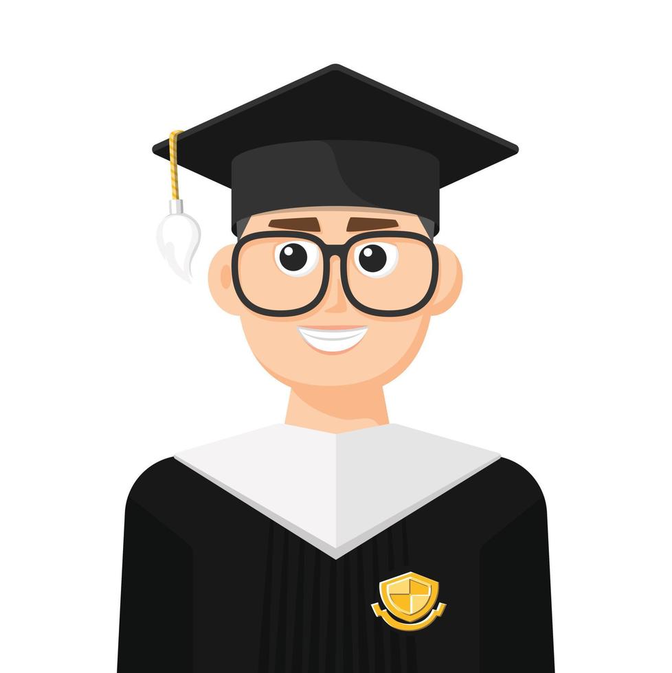 estudiante graduado en vector plano simple, icono o símbolo de perfil personal, ilustración de vector de concepto de personas.