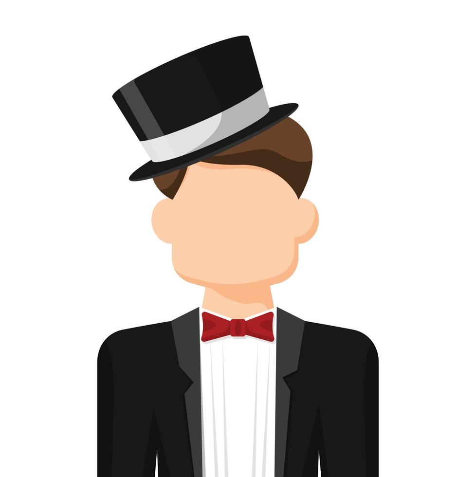 Magician in simple flat vector, personal profile icon or symbol, people concept vector illustration.