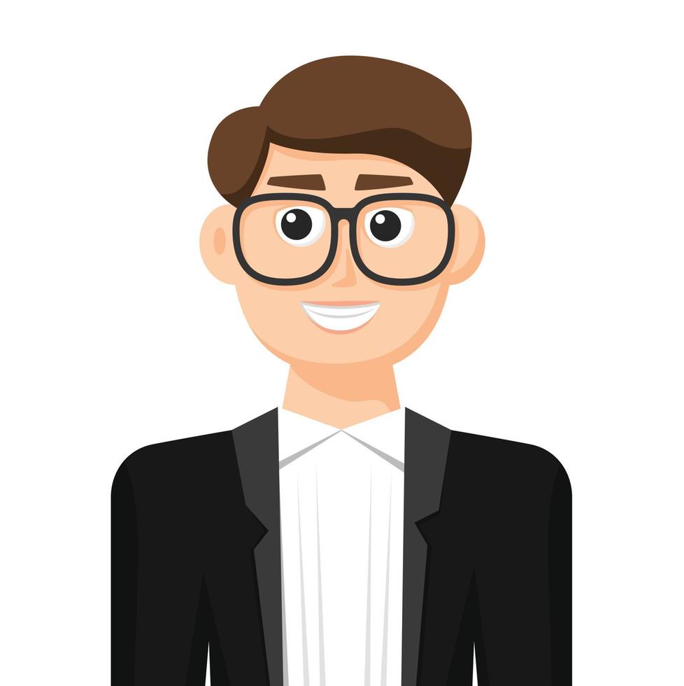 hombre de traje formal en vector plano simple, icono o símbolo de perfil personal, ilustración de vector de concepto de personas.