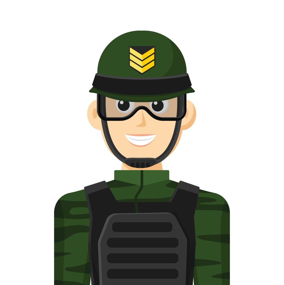 Colorful simple flat vector of army soldier, a sergeant, icon or symbol, people concept vector illustration.