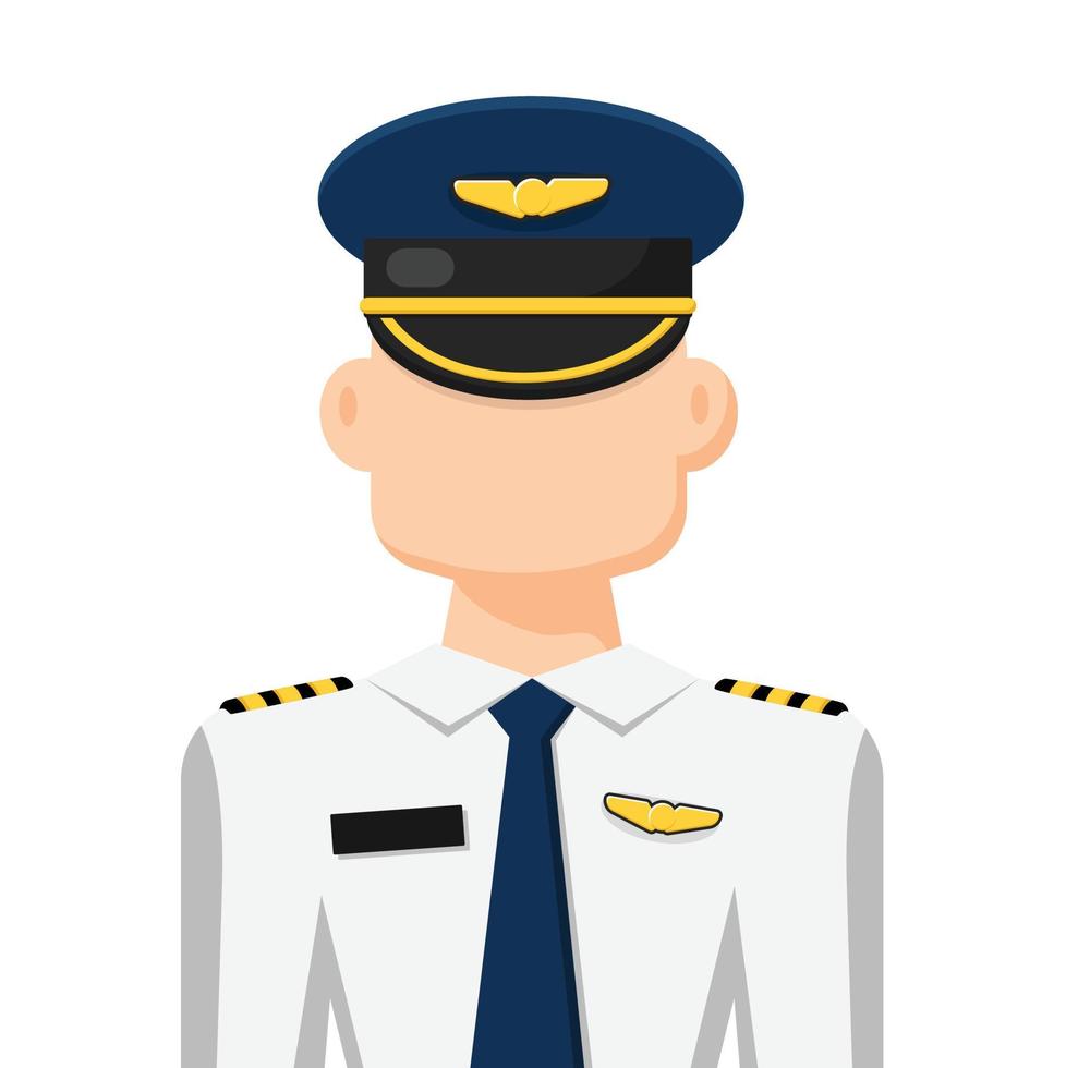 vector plano simple colorido de piloto de línea aérea, icono o símbolo, ilustración de vector de concepto de personas.