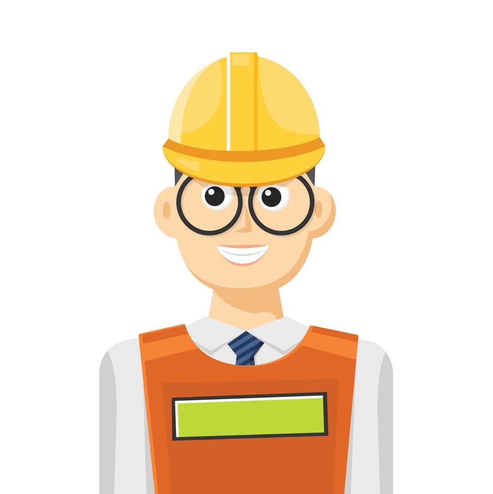 Colorful simple flat vector of construction worker, icon or symbol, people concept vector illustration.