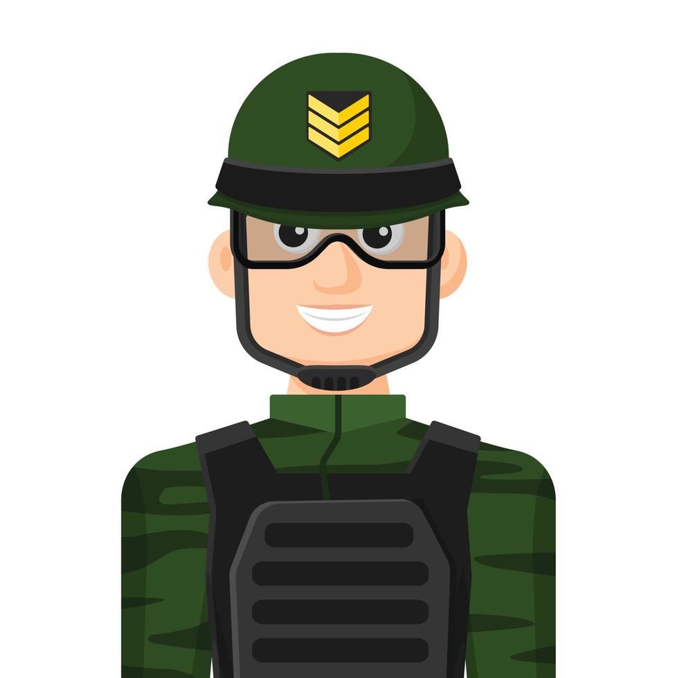 Colorful simple flat vector of army soldier, a sergeant, icon or symbol, people concept vector illustration.