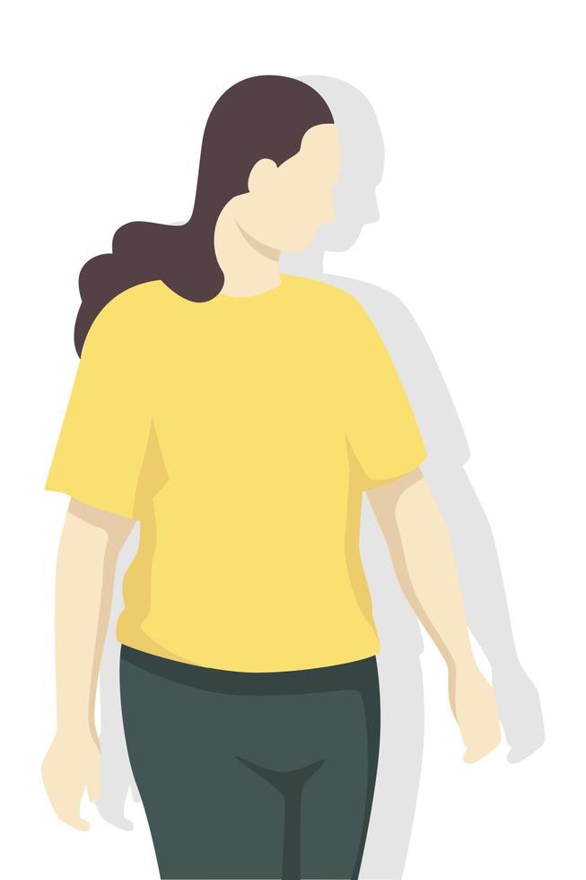 mujer en la ilustración de vector de estilo moderno, simple sombra plana aislada sobre fondo blanco.