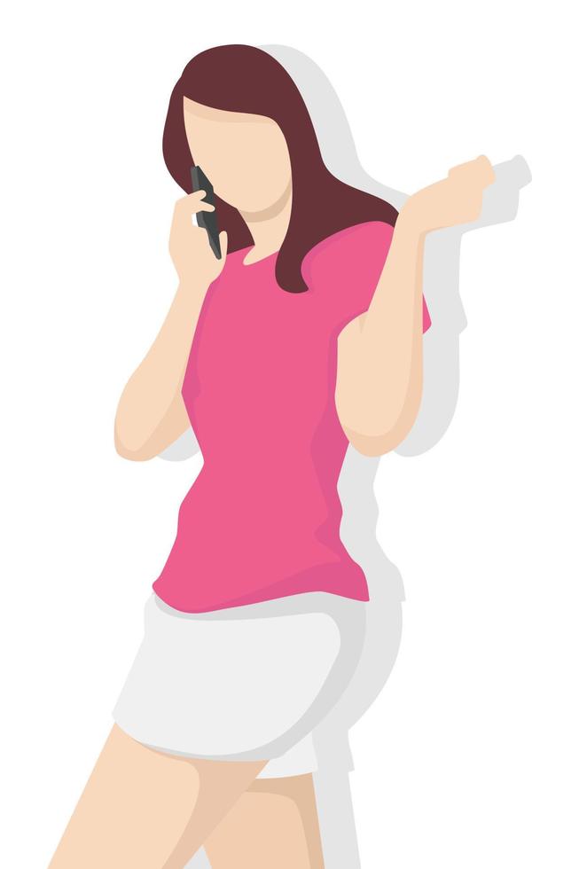 mujer feliz en estilo plano moderno, gente sencilla y concepto de moda sobre fondo blanco. vector