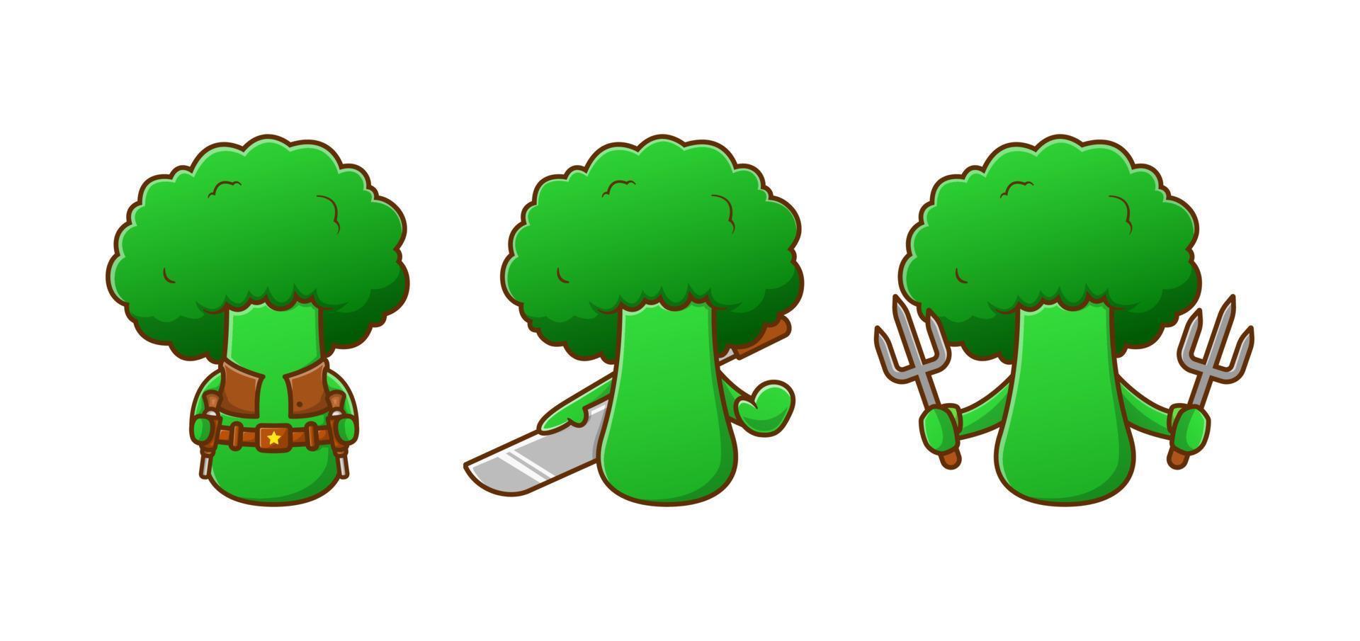 Vector illustration of cute broccoli character