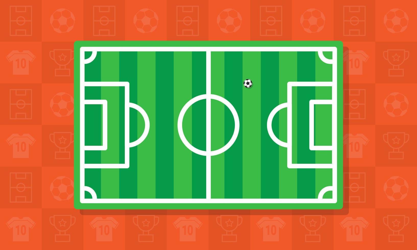 Vector illustration of cartoon soccer field background. Suitable for kids content, sport, games, etc.