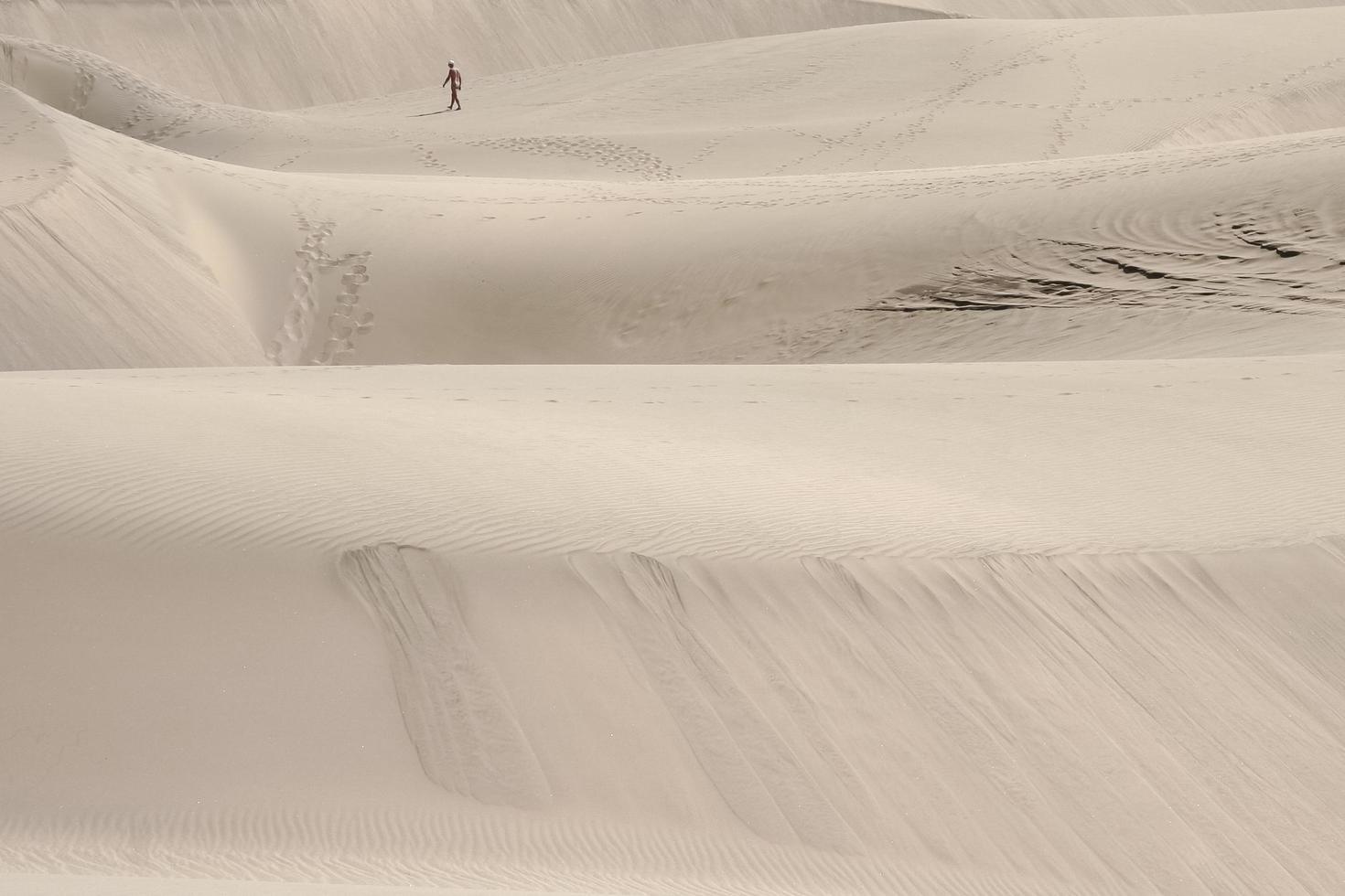 Maspalomas, Gran Canaria, Spain, 2007. Nudist Walking on the Sand Dunes photo