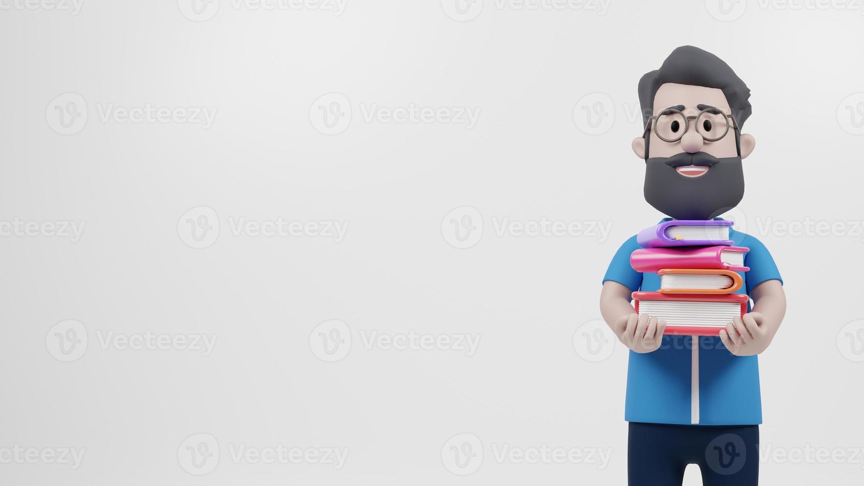 3D Character Carrying books happily photo