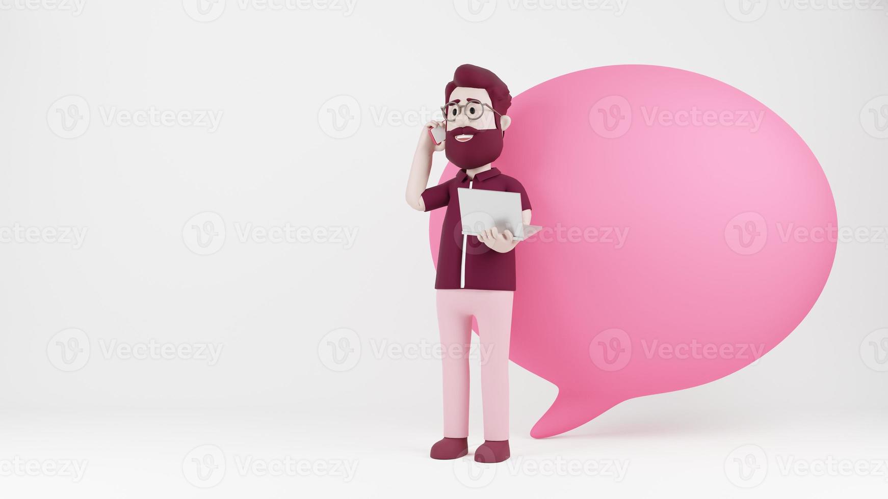 3D Character Calling Talking on a phone photo