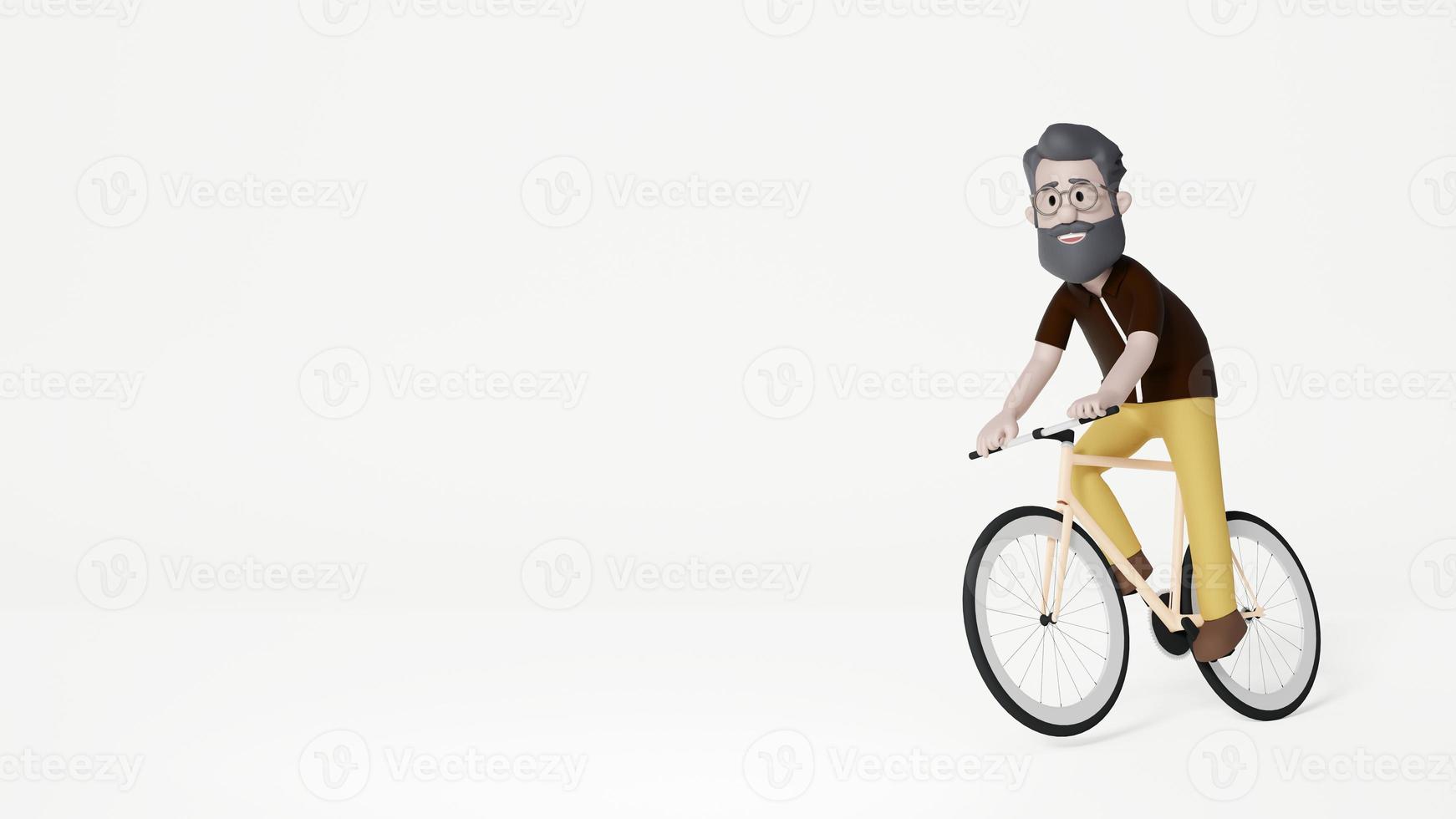 3d hombre ciclista andar en bicicleta al trabajo foto