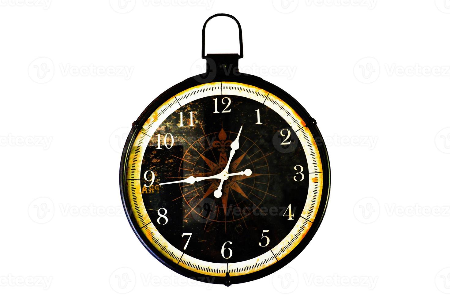 Old clock Vintage style on white background. photo