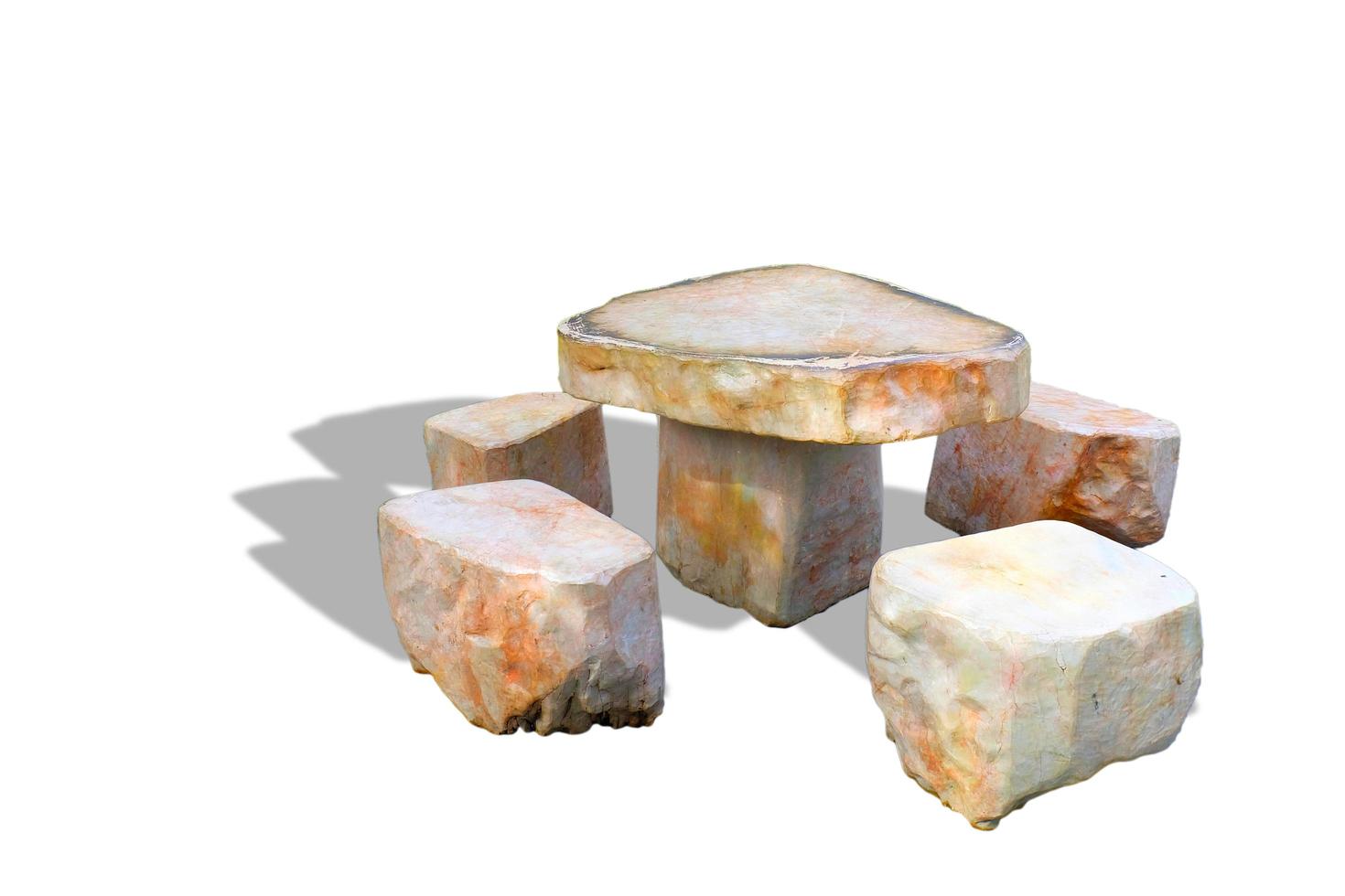 Table made of stone Isolate on a white background. photo