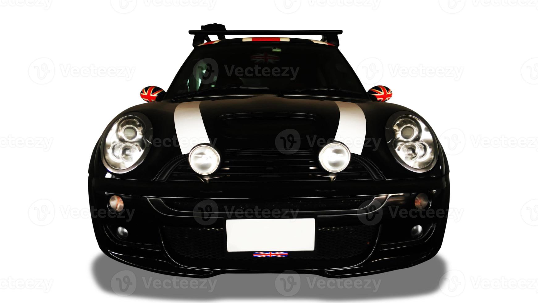 Front view of black car on white background. photo