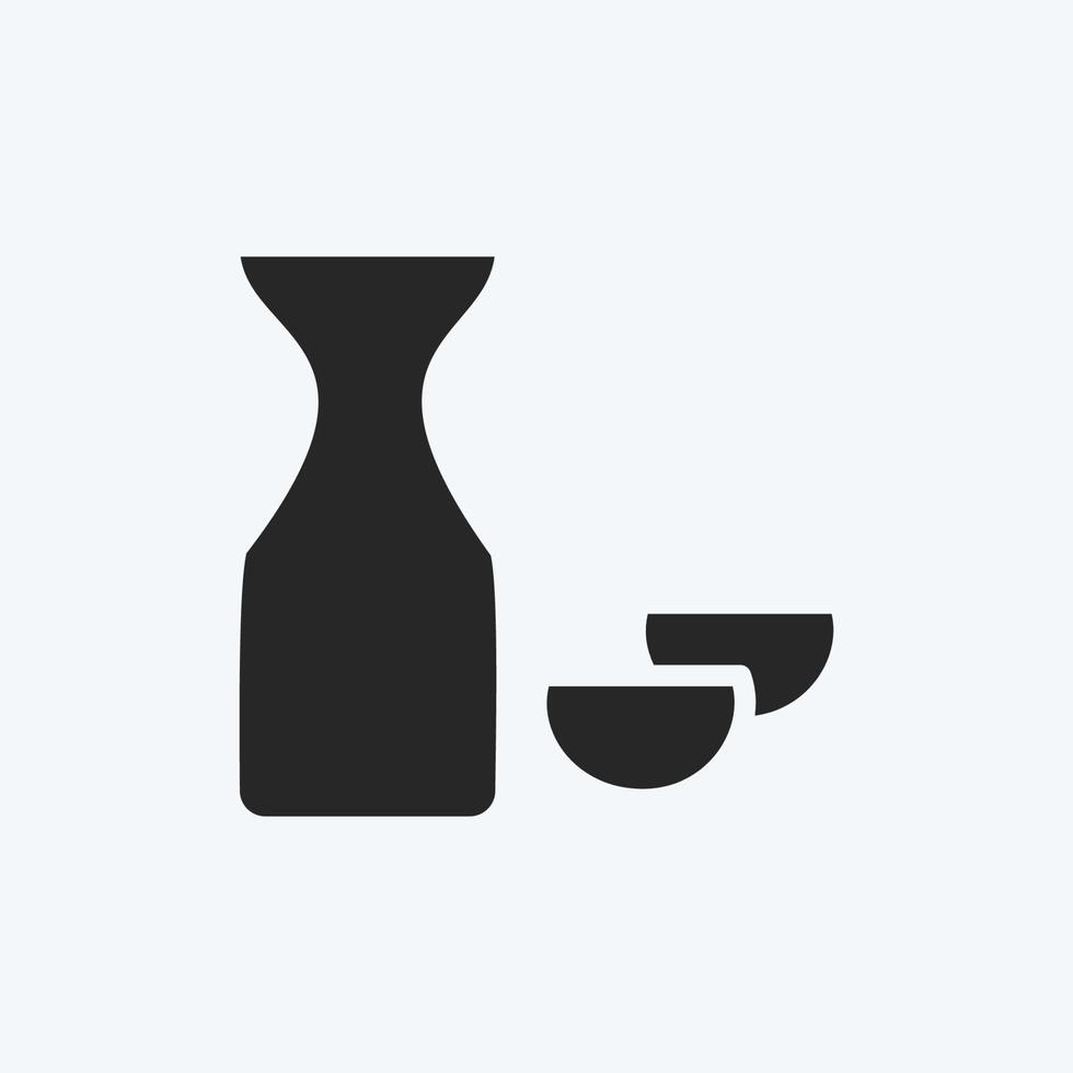 icono de sake de vino de arroz. adecuado para el símbolo de bebida. estilo de glifo. diseño simple editable. vector de plantilla de diseño. ilustración de símbolo simple