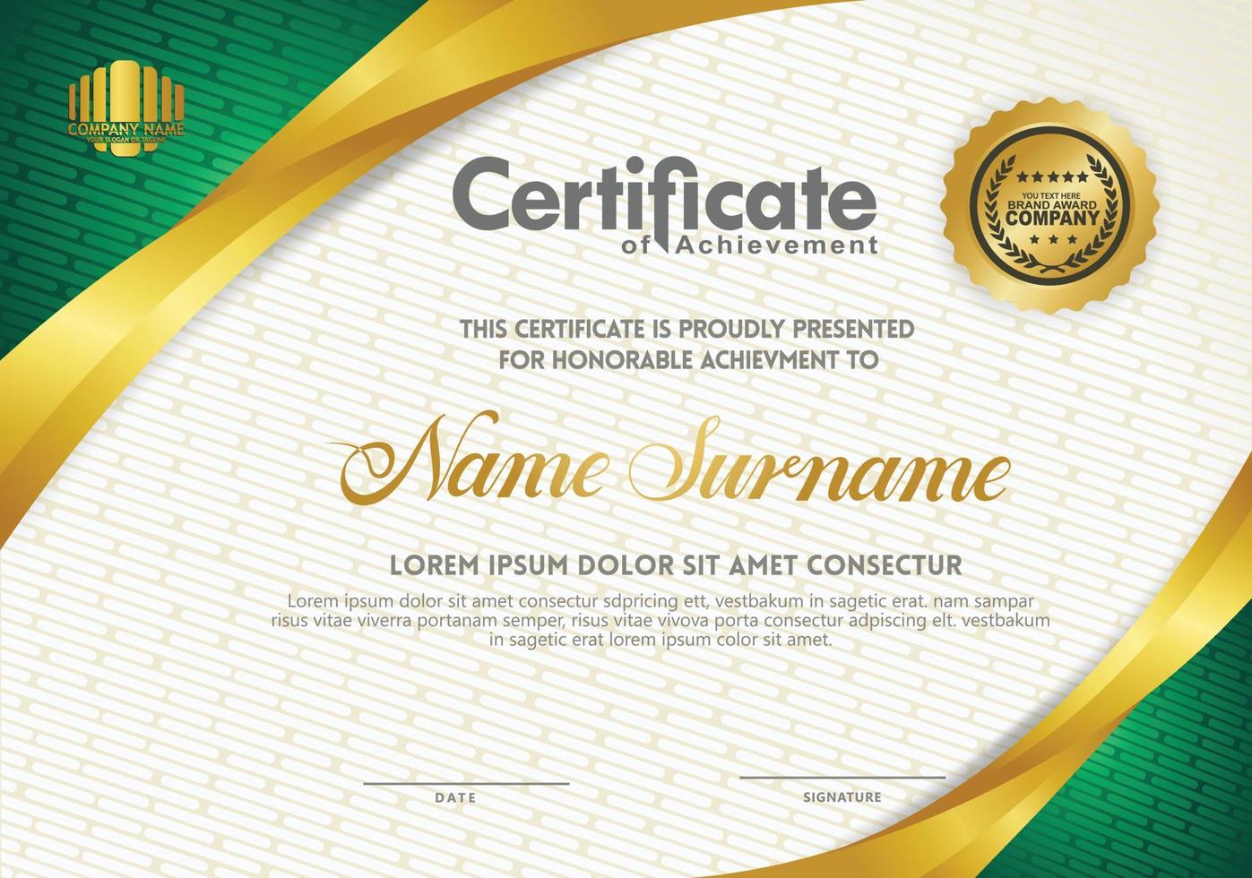 Luxury horizontal certificate template with textured dark background vector