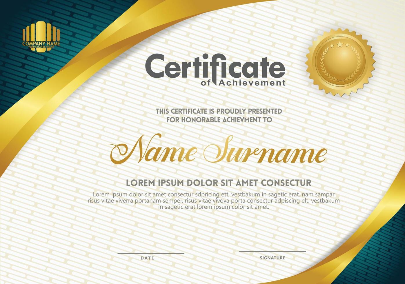 Luxury horizontal certificate template with textured dark background vector