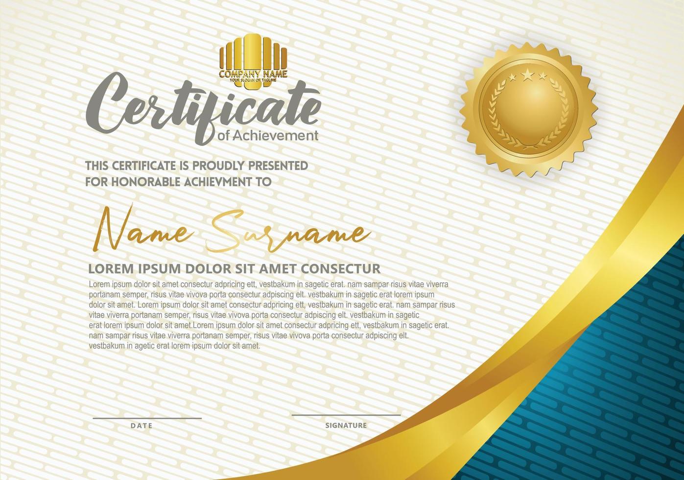 Luxury horizontal certificate template with textured dark background vector