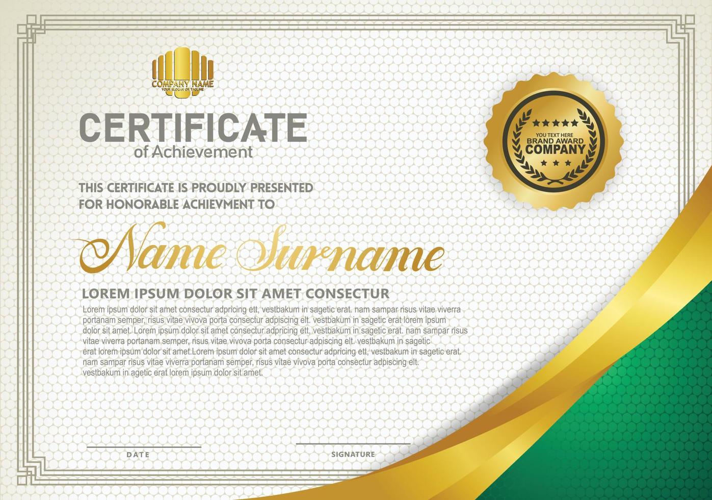 Luxury horizontal certificate template with textured dark background vector