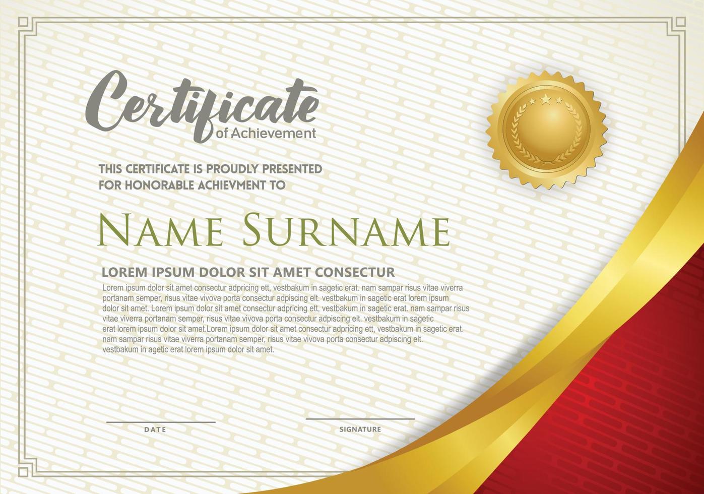 Luxury horizontal certificate template with textured dark background vector