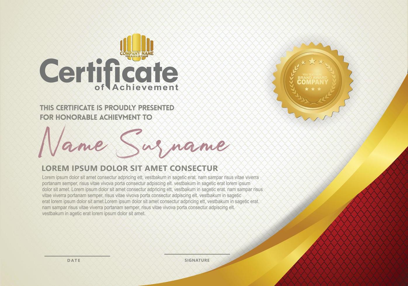 Luxury horizontal certificate template with textured dark background vector