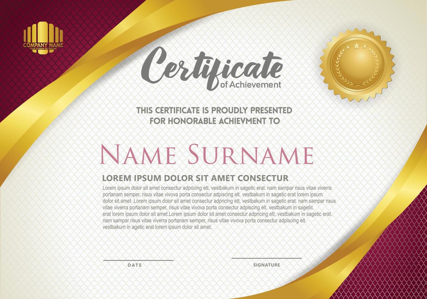 Luxury horizontal certificate template with textured dark background vector