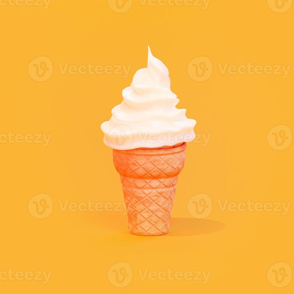 Ice cream cone close-up. 3d render photo