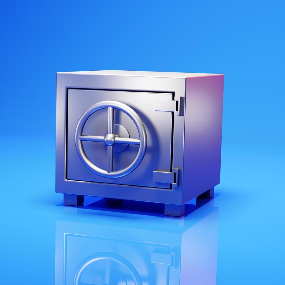 Safe box on blue background. 3D illustration. photo