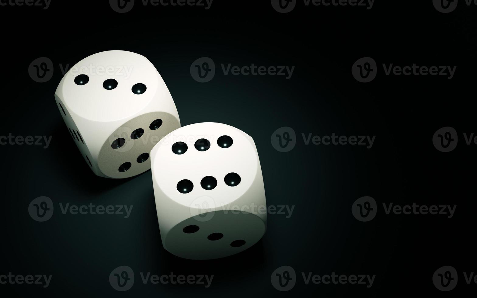 Dices on a dark surface. 3d render photo