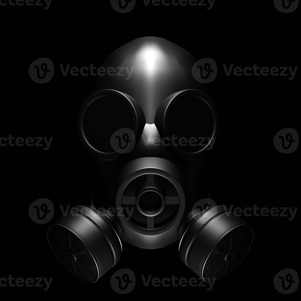 Gas mask on black. 3d illustration photo