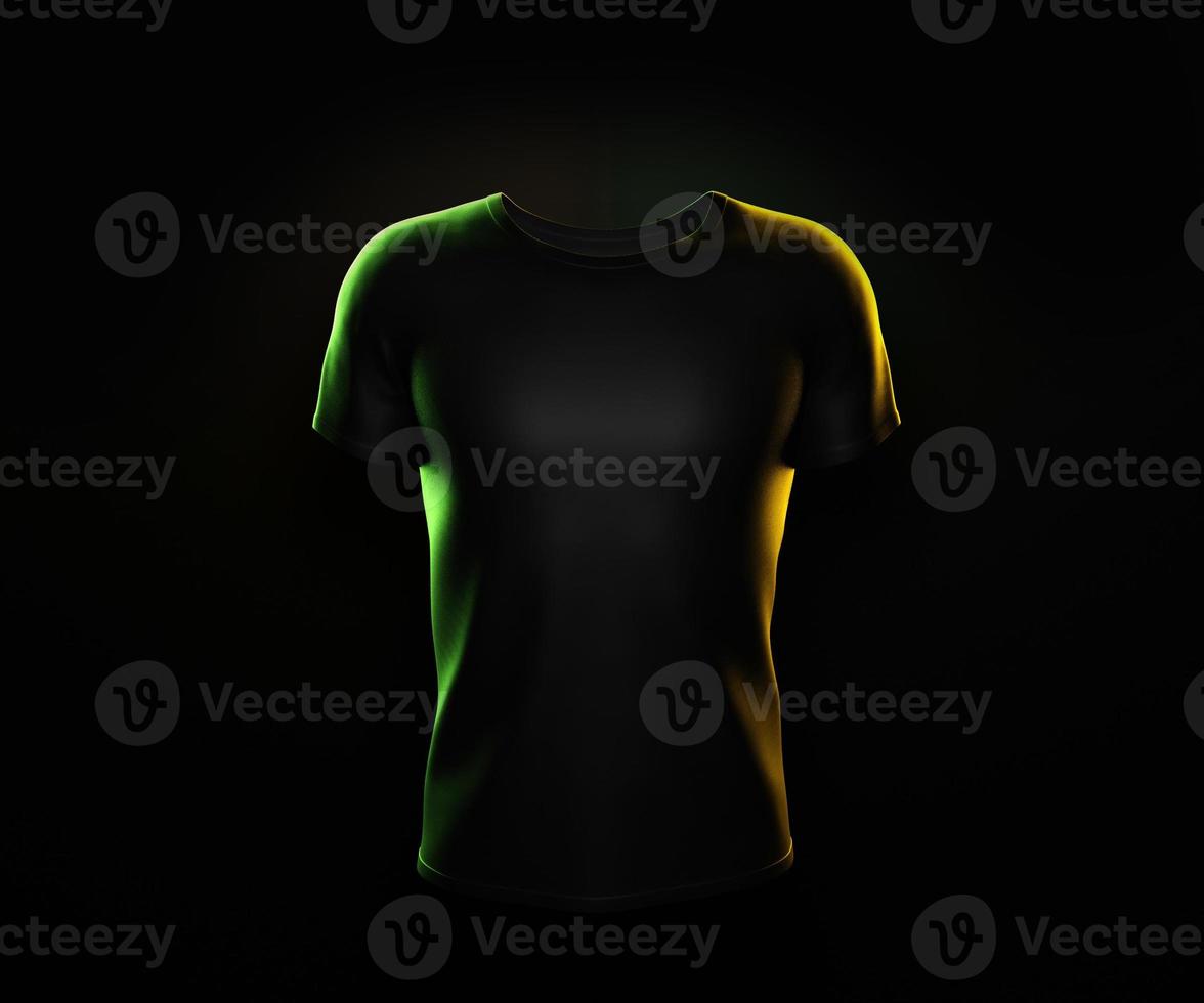 Black tshirt on black background. 3d render photo