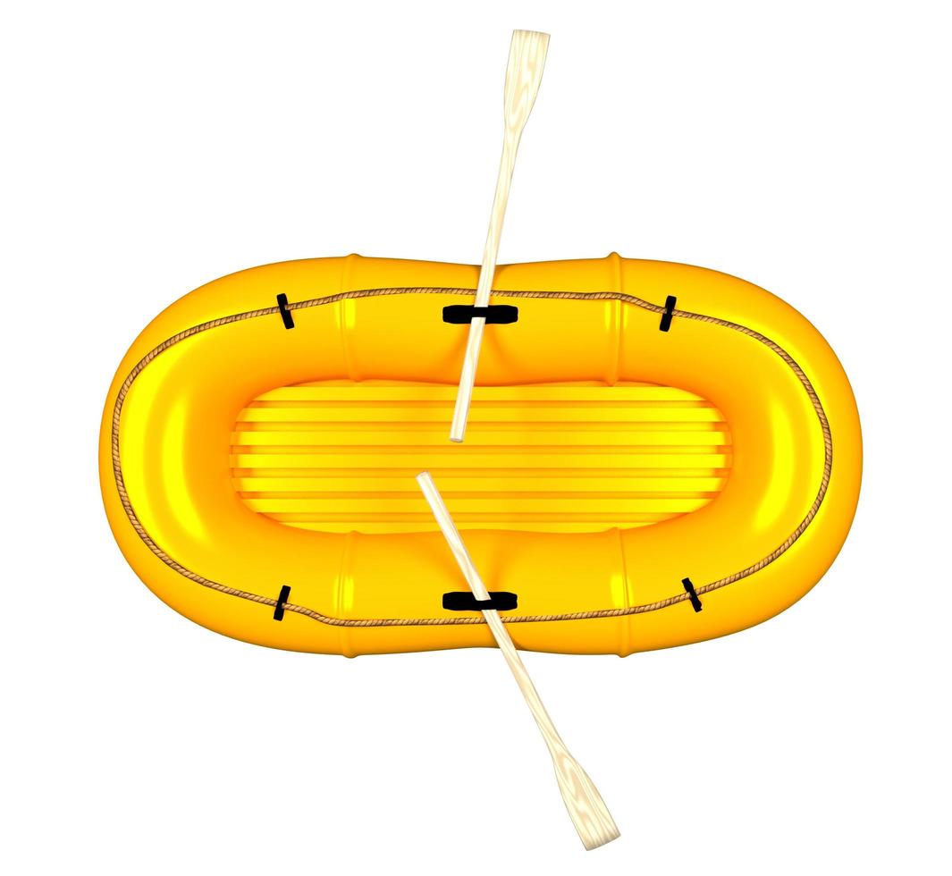 Top view of an orange rubber boat, isolated on white background 3d render photo