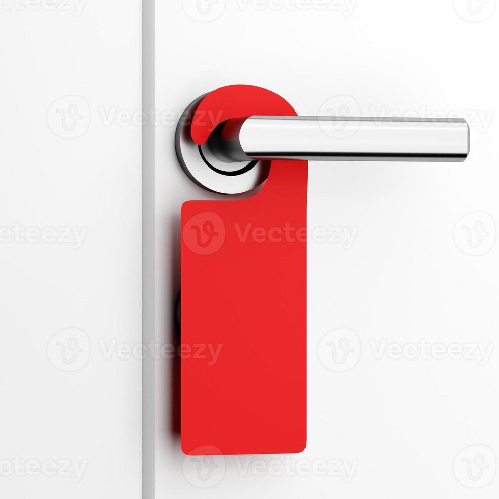 Red blank do not disturb tag on door. 3d render photo