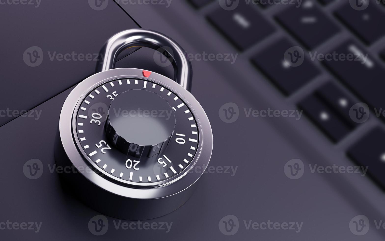 security lock on a computer. 3d illustration photo