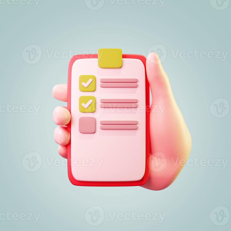 Important business checklist, planning for shopping reminder or project priority task list, 3d render photo
