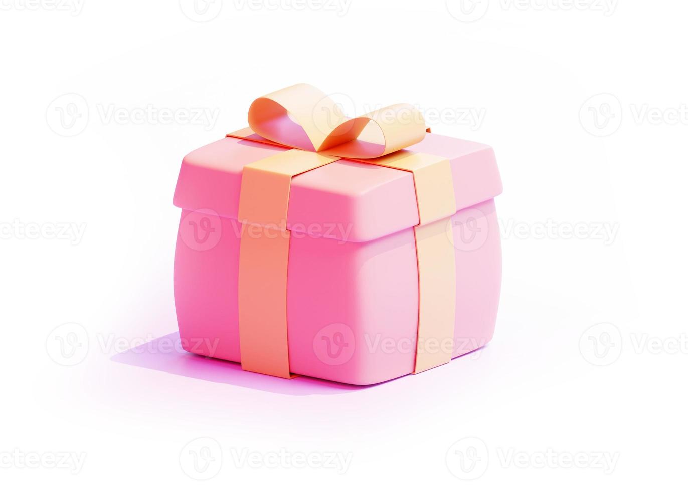 3d illustration of a gift box with bows and ribbon photo