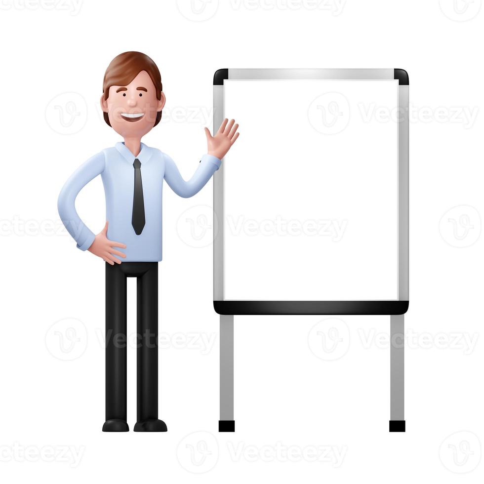 Businessman on a white board. 3d illustration photo