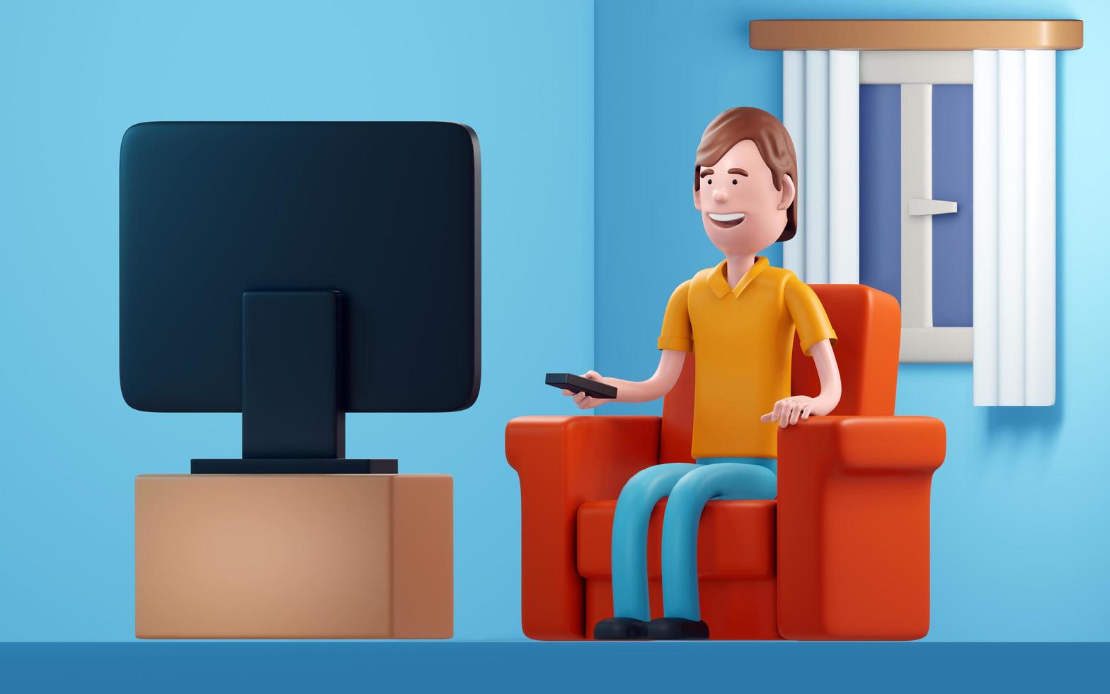 Man watching television. 3d illustration photo