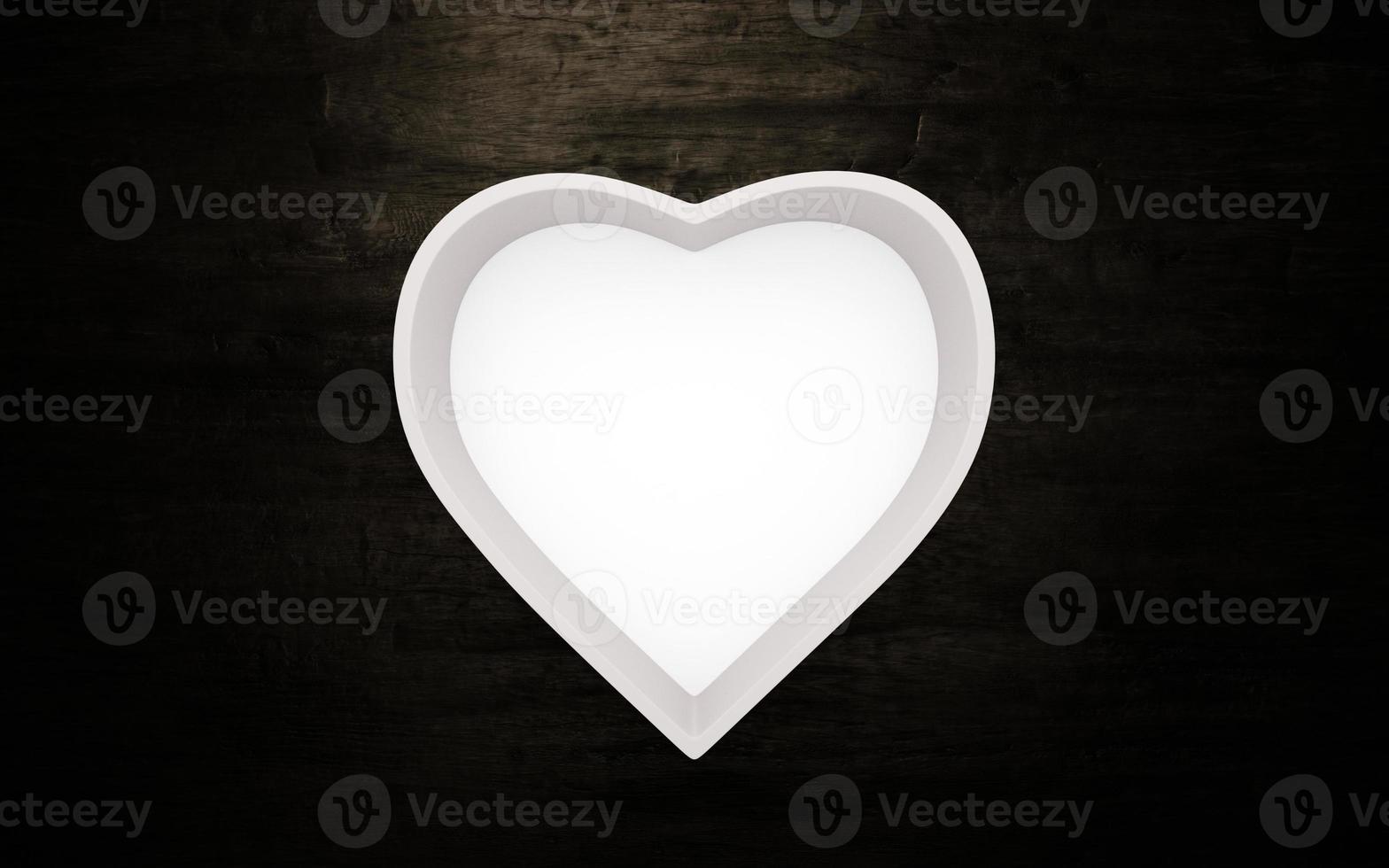 A empty heart shape box. 3d render photo