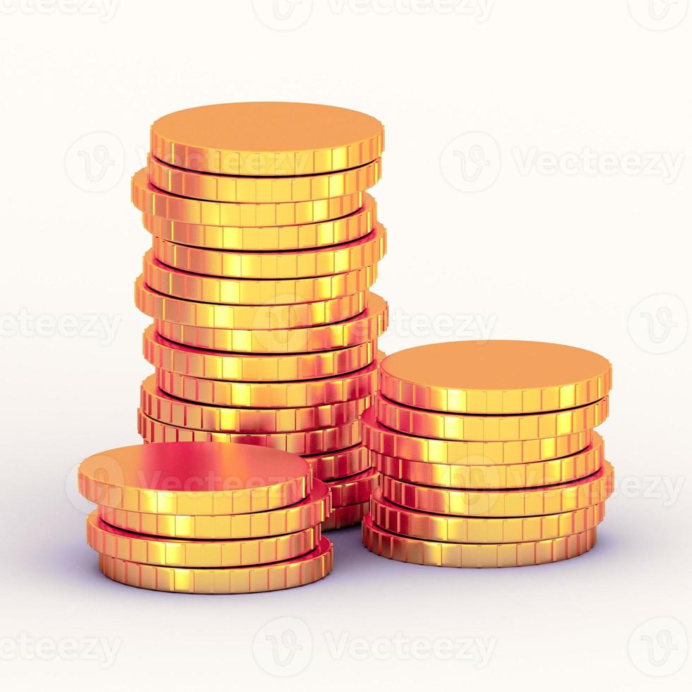 Stack of golden coins 3d render photo