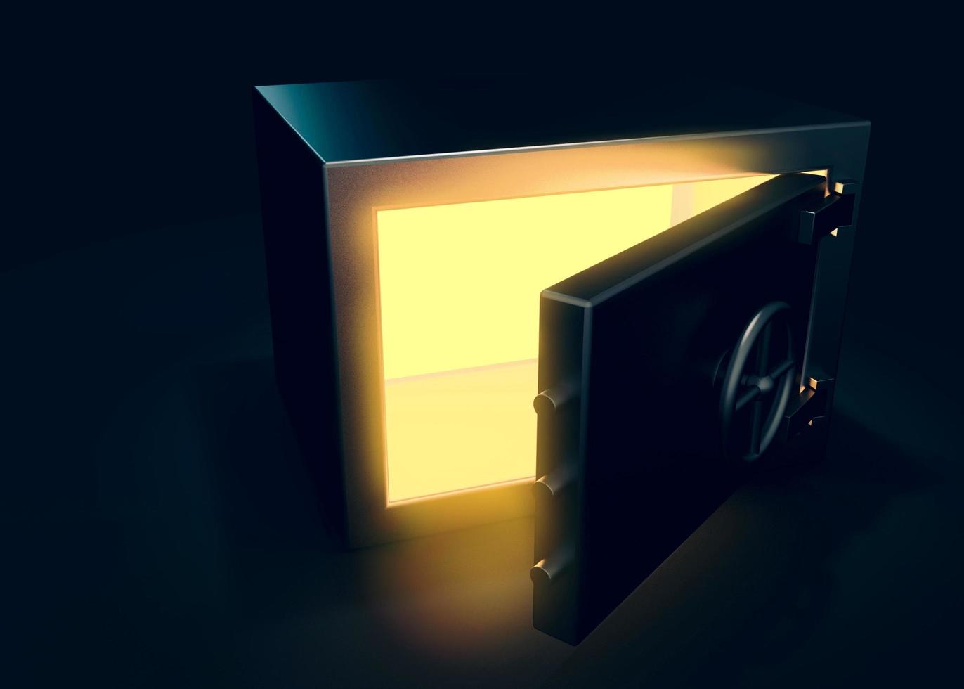 Safe on dark background with light effect 3d render photo