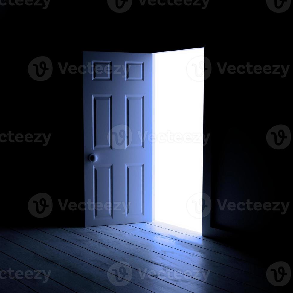 Light entering through door 3d render photo