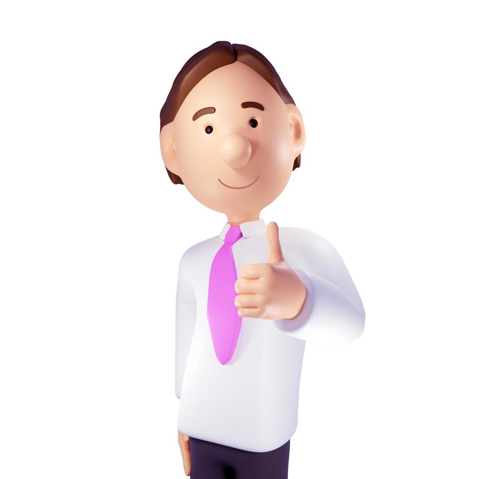 Smiling businessman with thumb up. 3d render photo