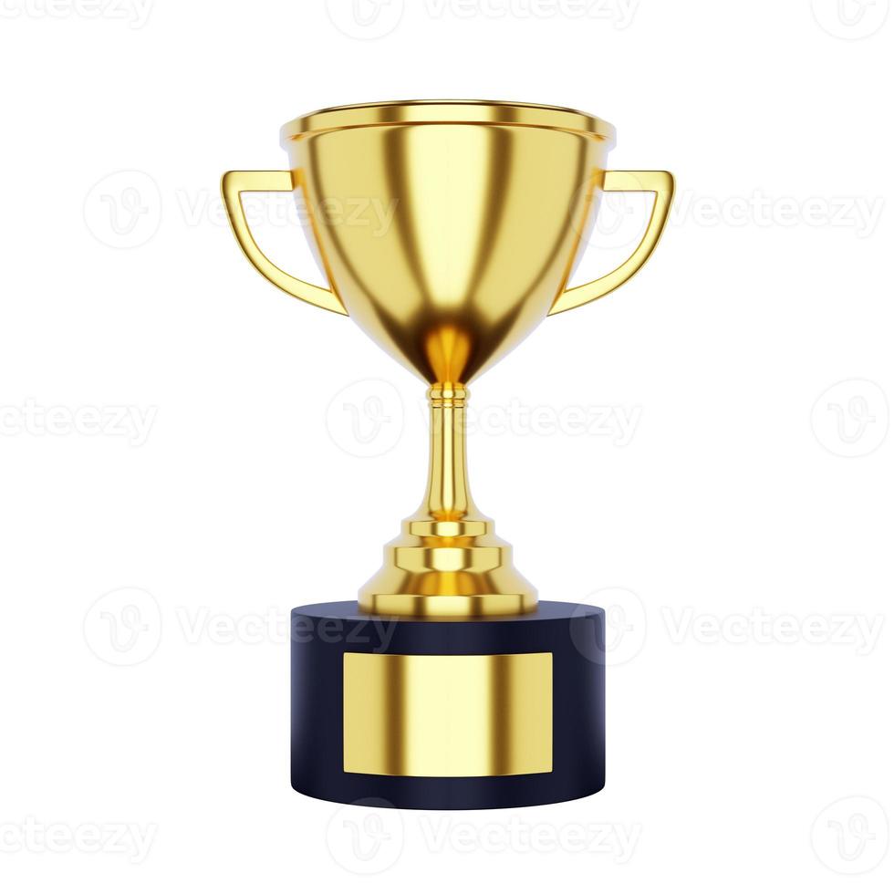 gold trophy cup isolated on white. 3d render photo