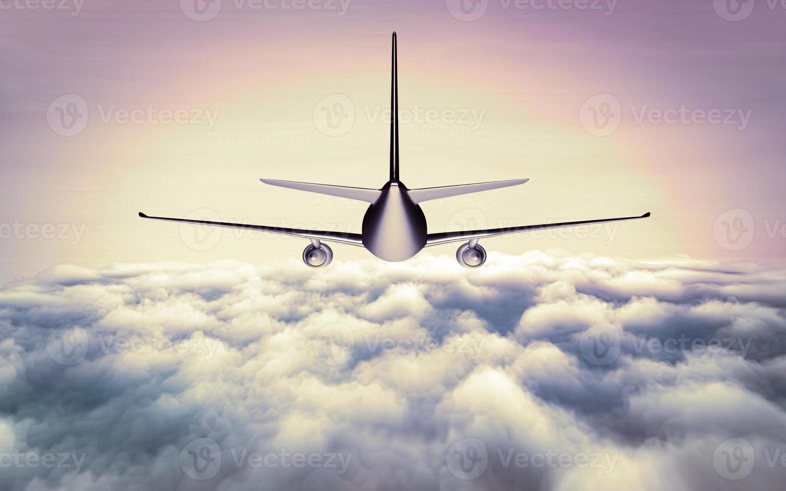 plane flying away in the sky 3d illustration photo