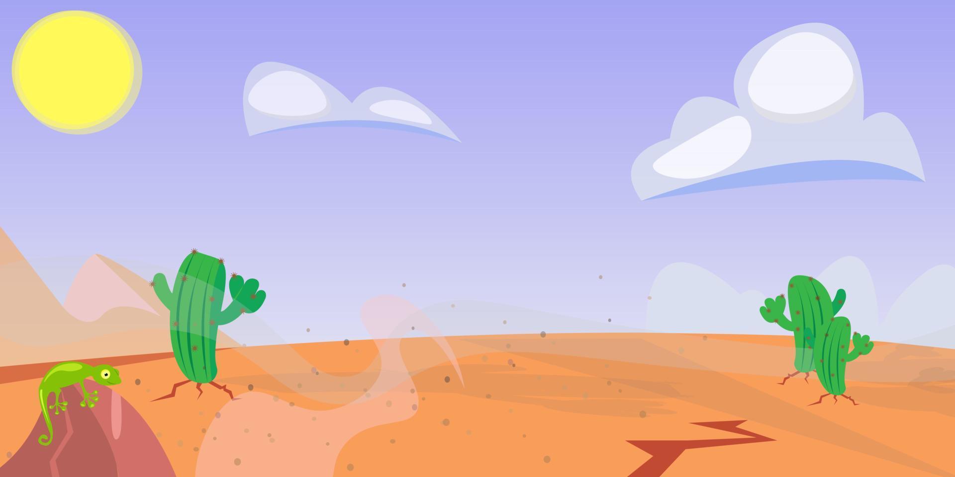 wild west landscape cacti desert sunny weather vector illustration