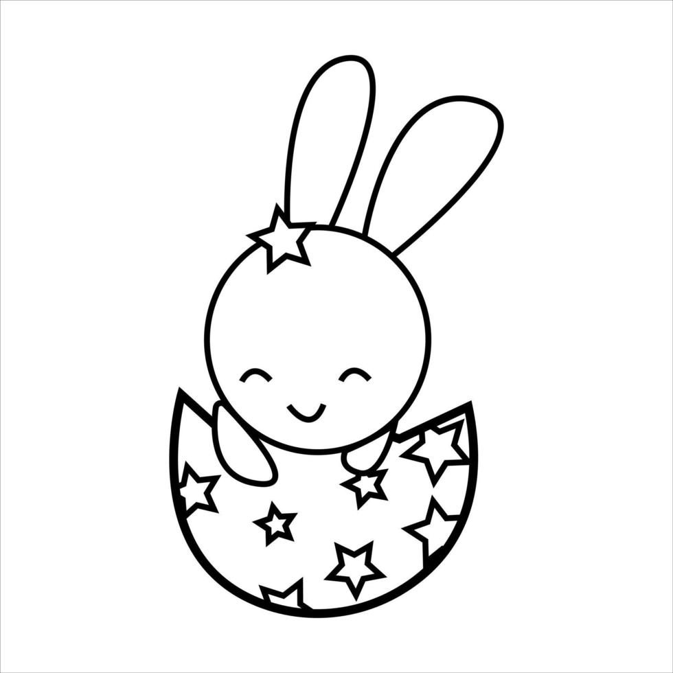 ilustración de dibujos animados con huevo de pascua con conejo para diseño decorativo. Felices Pascuas vector
