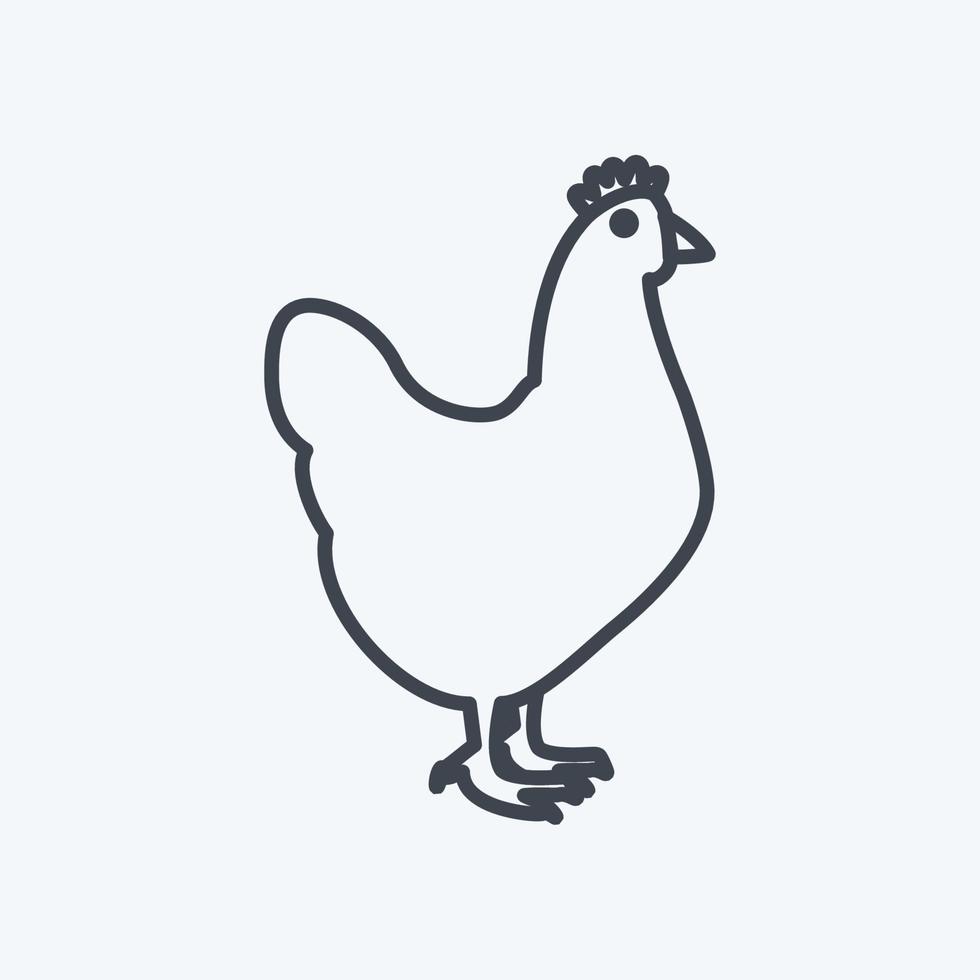 Icon Chicken. suitable for animal symbol. line style. simple design editable. design template vector. simple symbol illustration vector