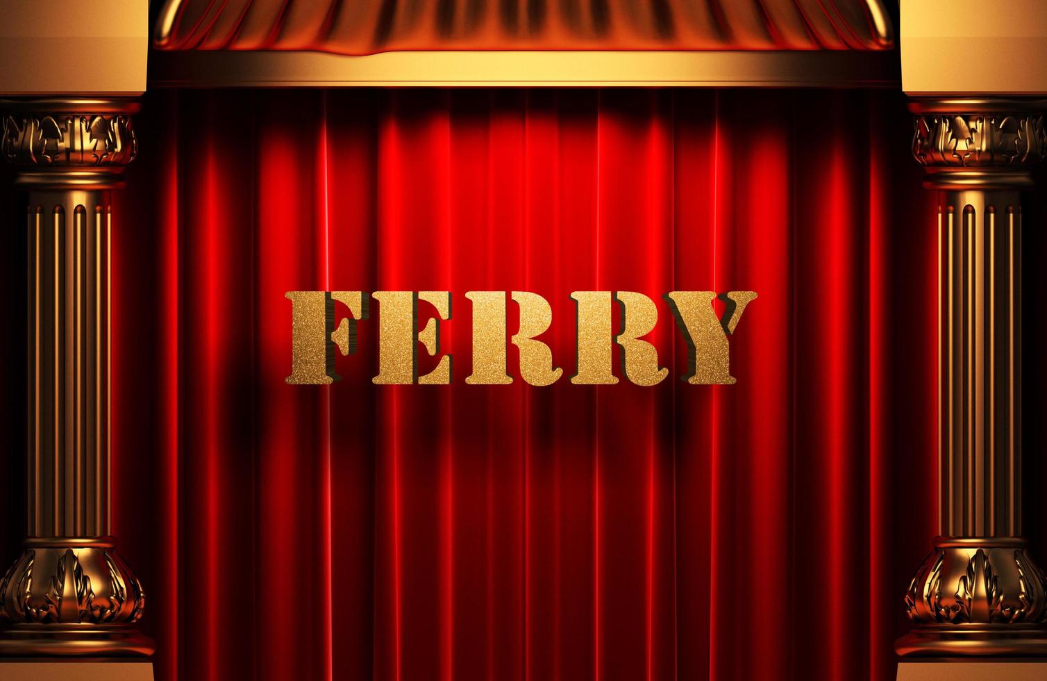 ferry golden word on red curtain photo